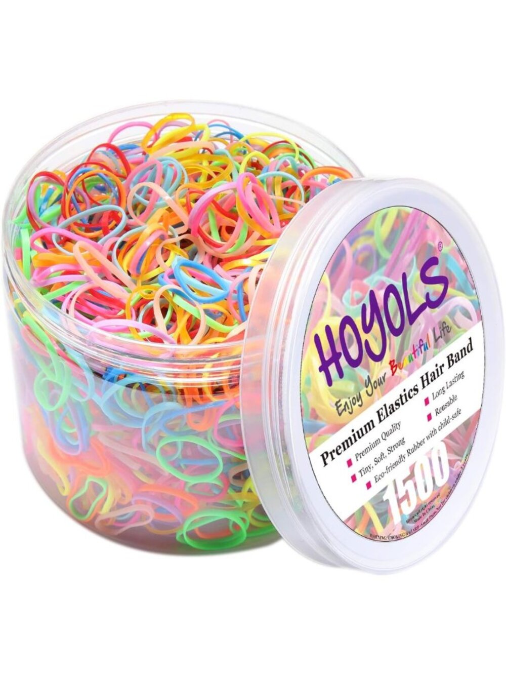 Colorful Mini Elastic Hair Ties - 1500 Pcs Rubber Bands for Kids & Adults